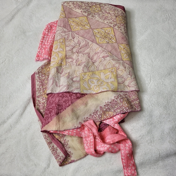 Silk Pink Floral Wrap Skirt With Ties - Picture 12 of 12